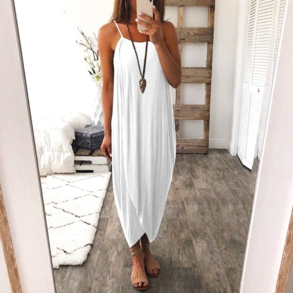 Solid Color Knit Loose Irregular Dress
